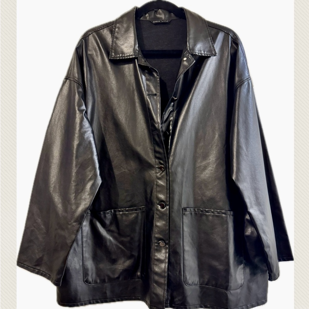 SHEIN Black Faux Leather Women's Jacket